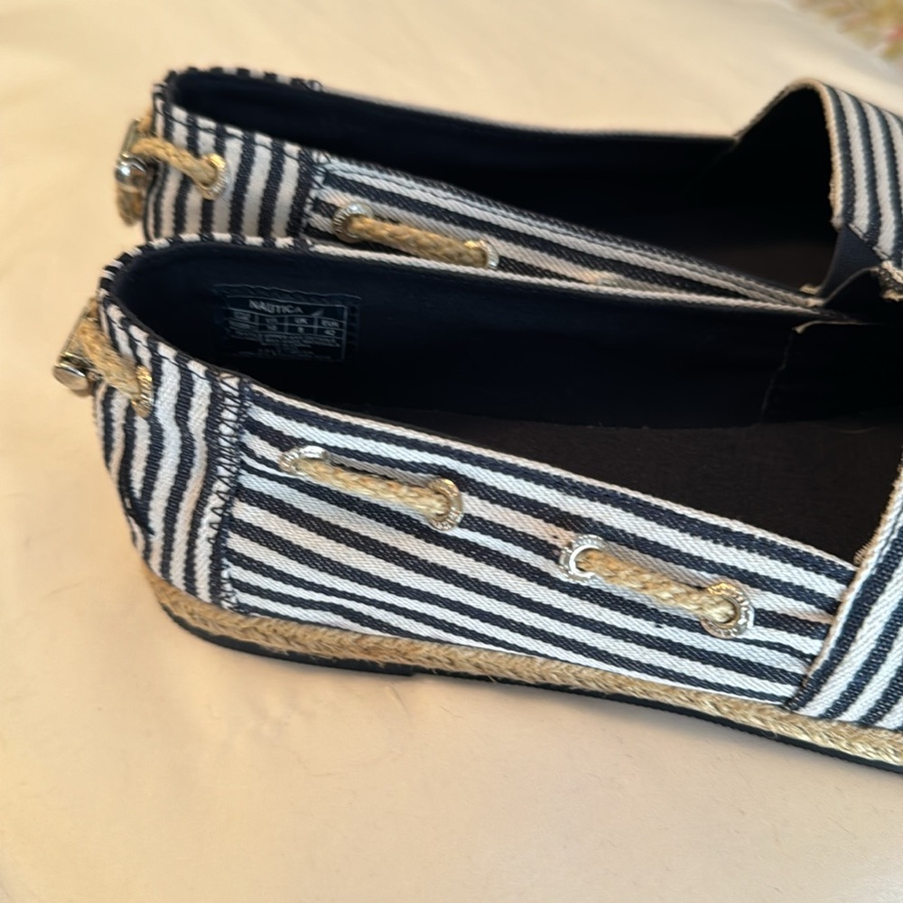 Nautica blue and white stripe espadrilles. - Picture 2 of 5